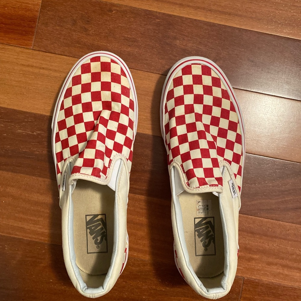 Red checkered Vans size 10 in womens 8.5 in mens